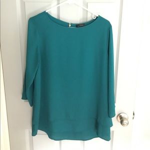 3/4 sleeve teal blouse